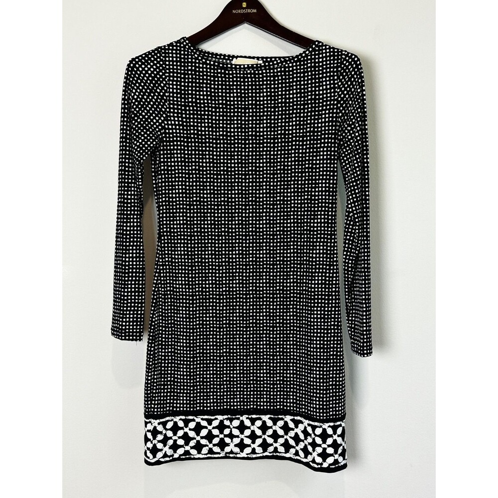 MICHAEL Michael Kors Shift Dress Sz P Black White Mod Classic Office Lightweight
